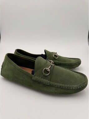 Gucci Horsebit Driving Moccasin Olive Loafers Mens Size 11.5